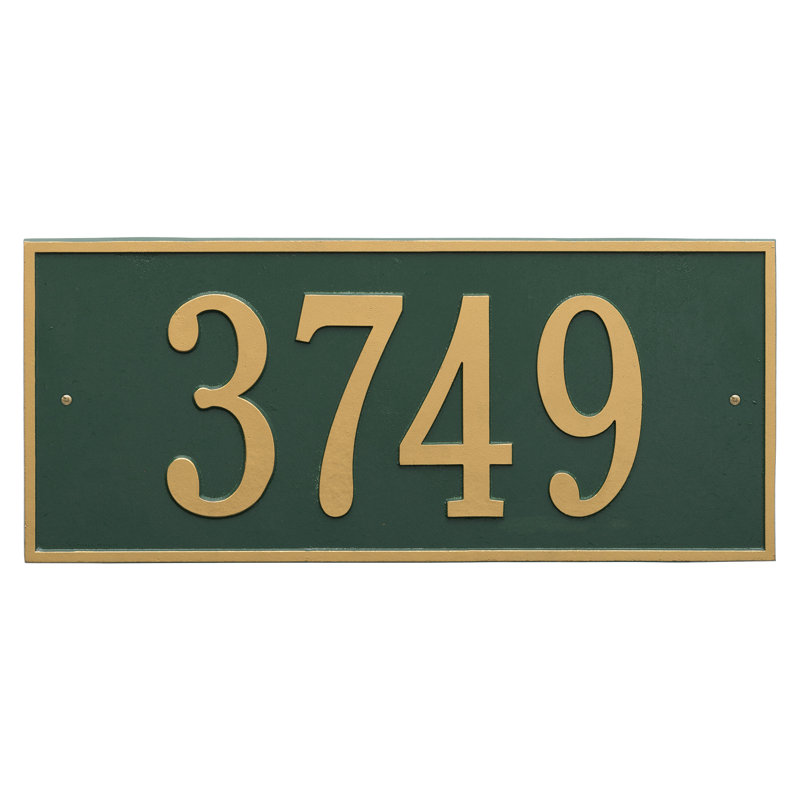Hartford 1-Line Wall Address Plaque, Green and Gold, Yes