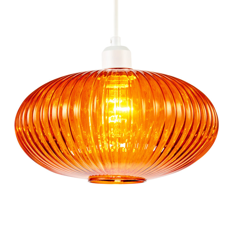 17cm H Glass Oval Pendant Shade ( No Direct Attachment Method ), Orange