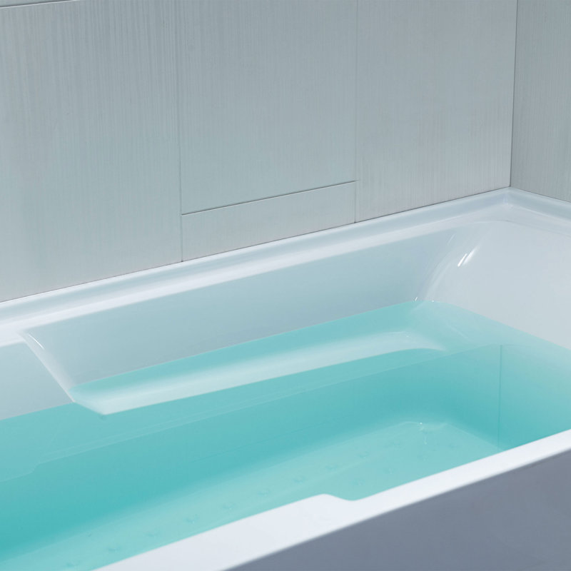 Flint 60" x 30" Acrylic Alcove Soaking Bathtub with Drain & Overflow, Available in 5 Finishes, Left, White/Matte Black