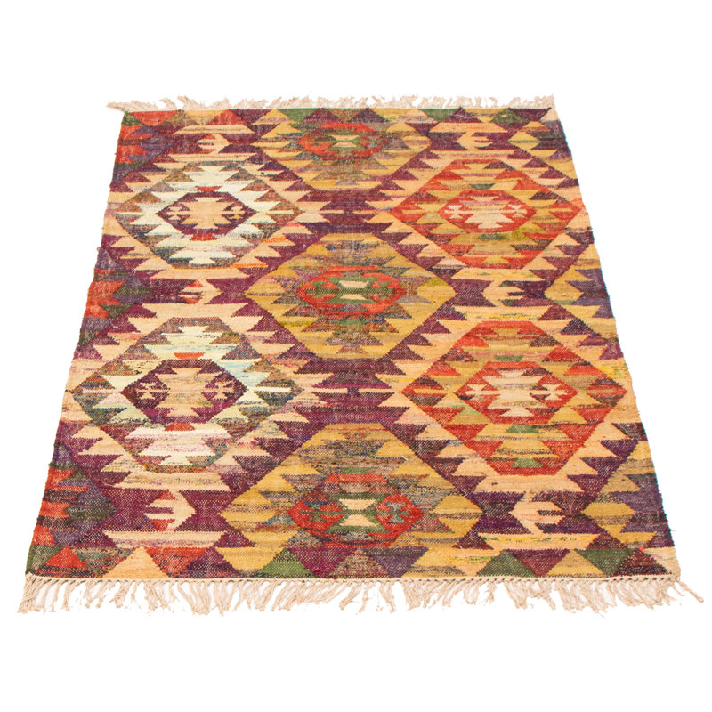 Cotton Southwestern Indoor Rug, Rectangle 4' x 6'