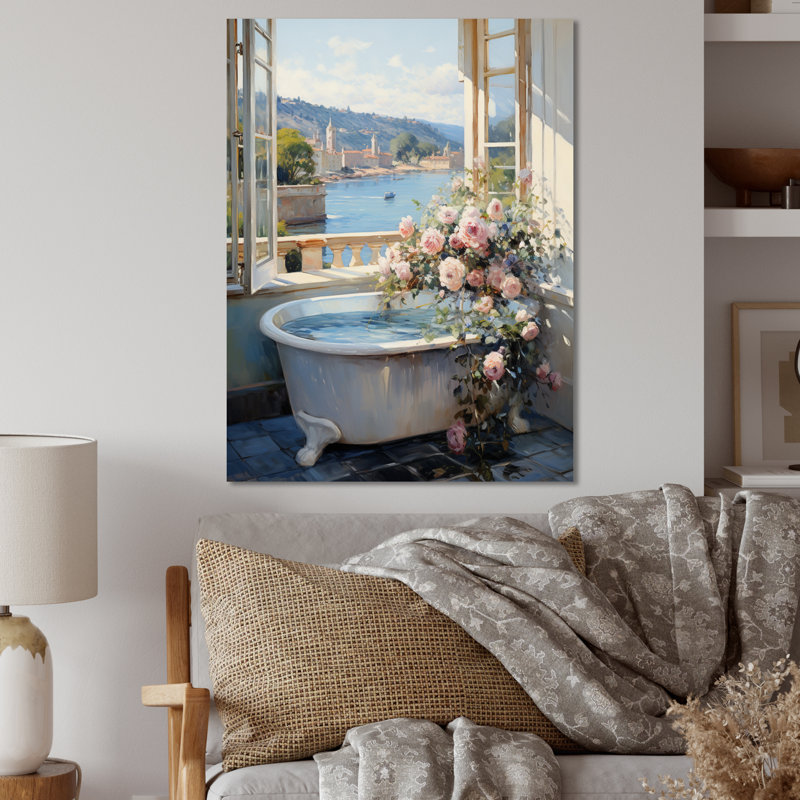 Salle de bain française - Décoration murale florale en métal, H 40 po x l 30 po