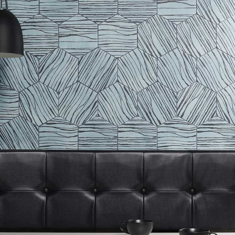 Carreau de mur en porcelaine hexagonale 8 po GeoHex Zen (9,03 pieds carrés / caisse), Fumée / turquoise
