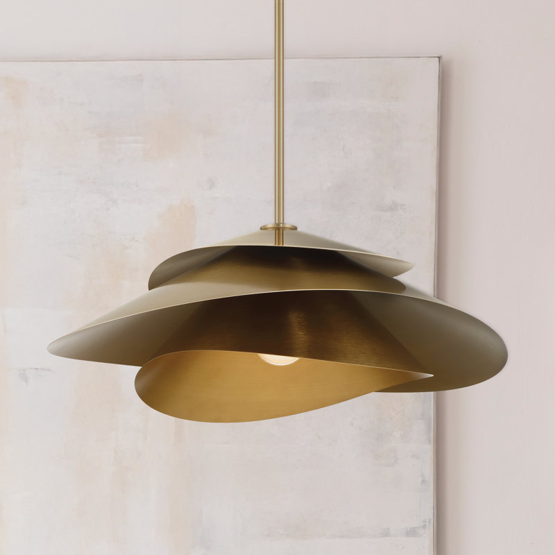 Hunter Hiro 1 Light Extra Large Pendant Ceiling Light Fixture, Gold, 65.75"