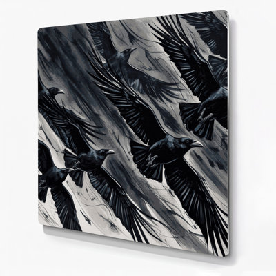 Oiseau, charogne, art mural noir en métal