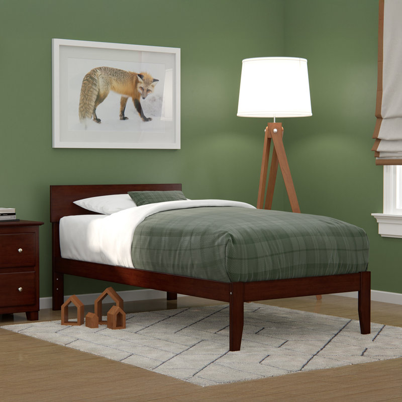 Farrah Solid Hardwood Platform Bed , Walnut, Twin