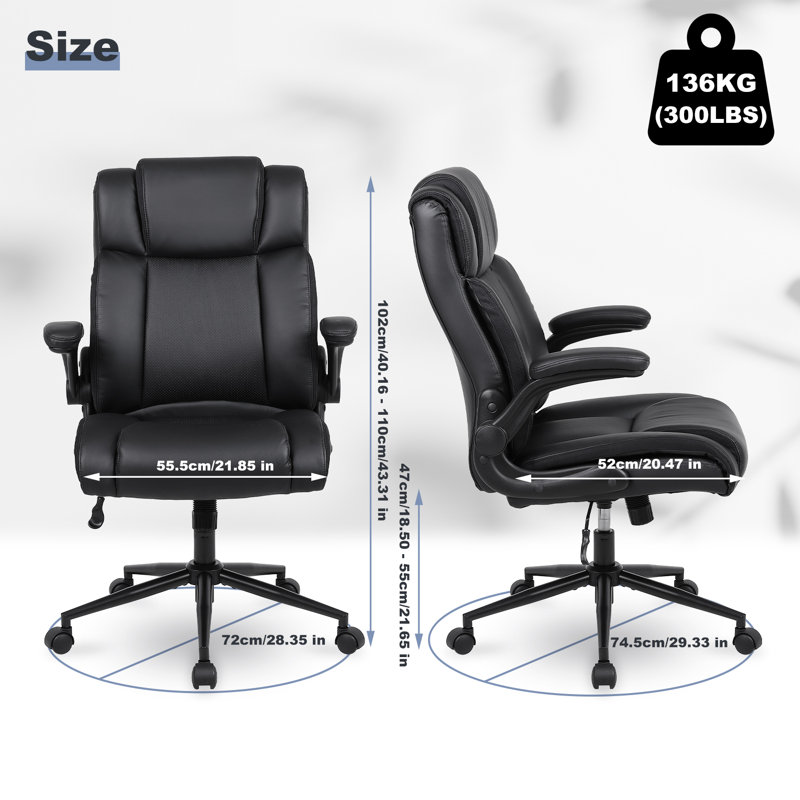 Executive Office Chair, Ergonomic Office Chair, High Back, Height Adjustable, Comfortable Swivel Chair With Headrest, Suitable For Computer Desk, Office Desk,Black