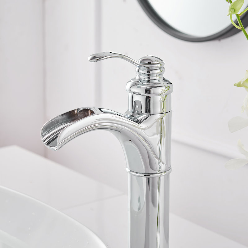 Waterfall Single Hole Single-Handle Vessel Bathroom Faucet, Polished Chrome