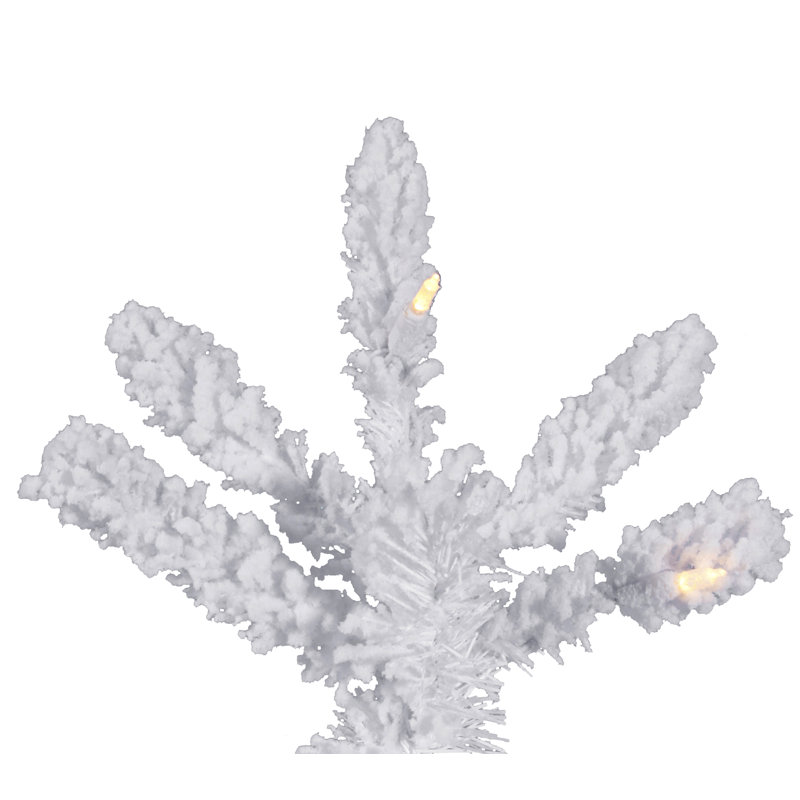Flocked White Spruce 10' H Lighted Artificial Spruce Christmas Tree