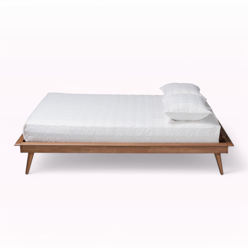 Brayden Platform Bed with Walnut Brown Finish in Mid-Century Modern Style, Queen