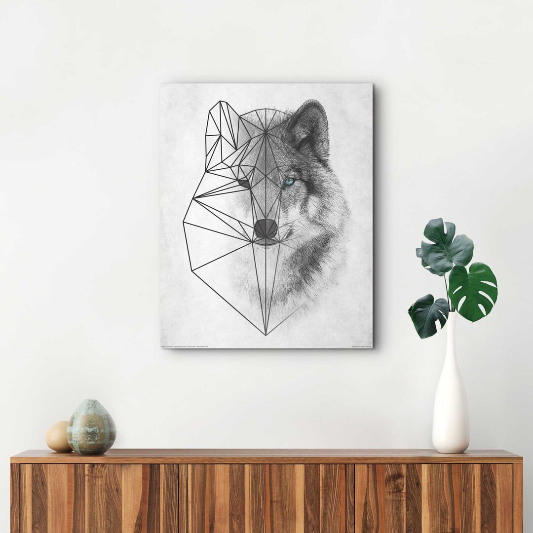 Wandbild Deko Panel Polygoner Wolf Tiermotiv - Raubtier - Kunst - Porträt