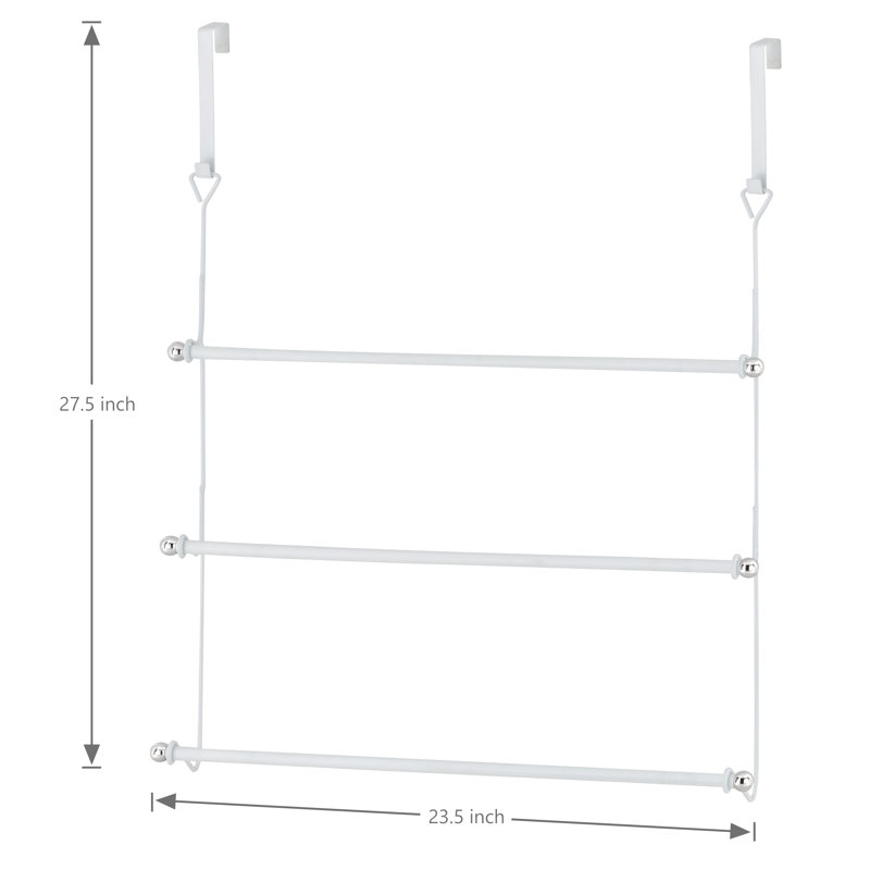 Porte-serviettes à 3 niveaux à suspendre à la porte - Porte-serviettes de salle de bain en métal blanc