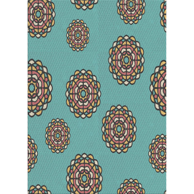 Tapis de mer vert/orange à motifs