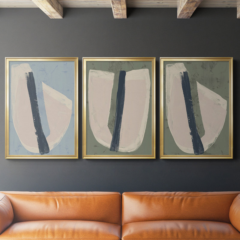 Toile encadrée de qualité supérieure «Paper Slice II» - prête à être accrochée, H 42,5 po x l 61 po x P 2,5 po, Cadre doré