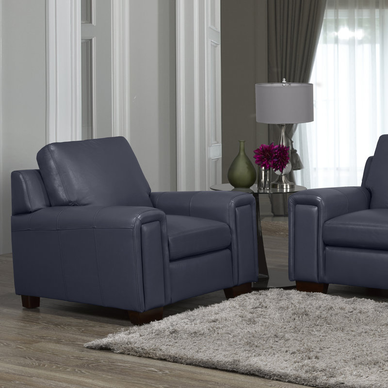 Fauteuil Edgmon, Cuir bleu marine