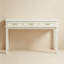 Bureau de coiffeuse à 3 tiroirs crème blanc, table de maquillage et d'écriture polyvalente pour la chambre à coucher, miroir non inclus
