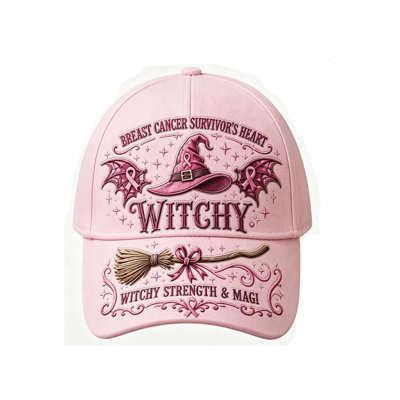 Chapeau d'Halloween ajustable imprimé ruban sorcière, casquette de trucker décontractée avec aile de sorcière
