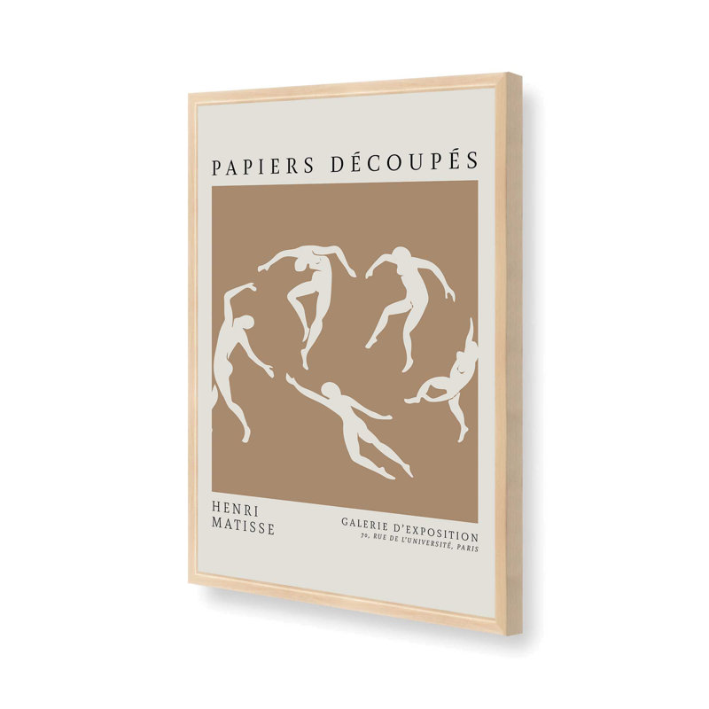 « La Danse » de Matisse en rouleaux de toile beige, H 17 po x l 13 po x P 1,25 po, Reproduction encadrée sans passe-partout