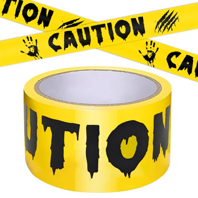 Halloween Decorations Caution Tape, 2Inch x 82Feet Yellow&Black Hazard Warning Tape for Spooky Indoor&Outdoor Decorations, Safety Barrier for Party, Door, Yard, Haunted House, DIY Creepy Crime Scene