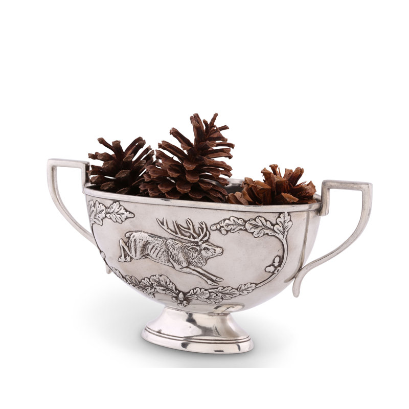 Pewter Gravy Boat with Elk and Leaf Embossing