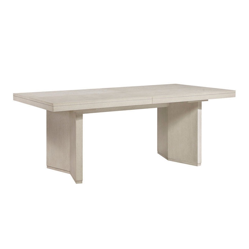 Table de salle à manger rectangulaire, 42 x 95,5 po, bois, 2 pièces, blanc antique et ivoire, 4 sièges, avec rallonge