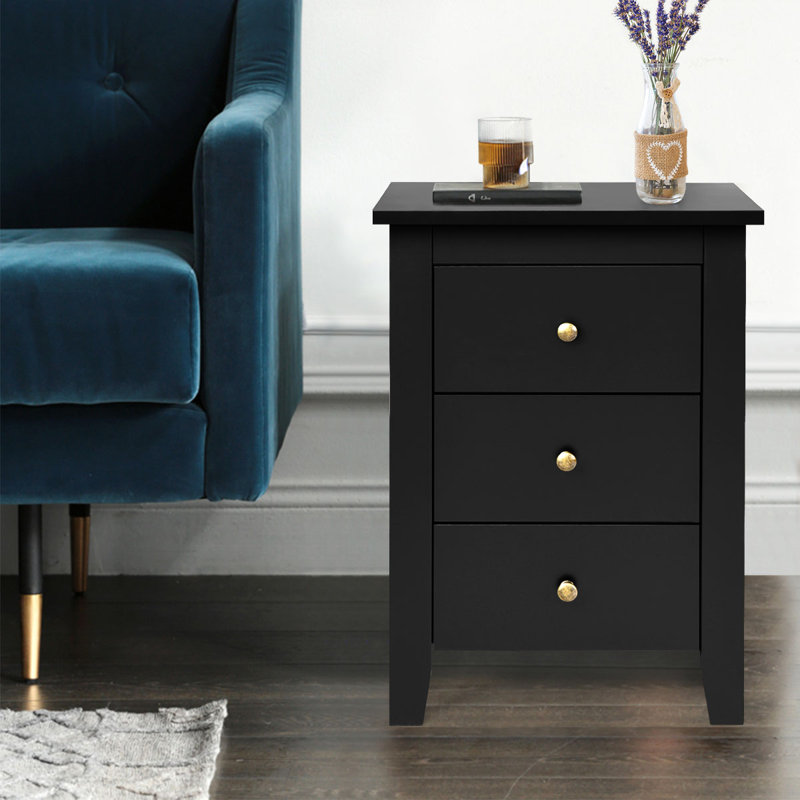 Bentleyville 46cm W Bedside Table, Black