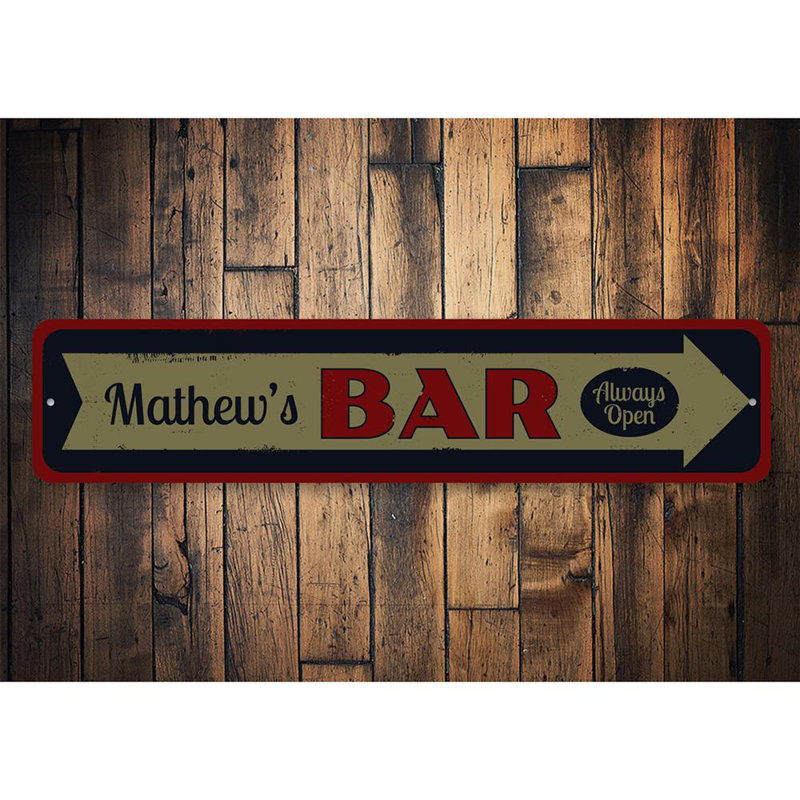 Enseigne de bar en aluminium, H 4 po x l 18 po x P 0,04 po