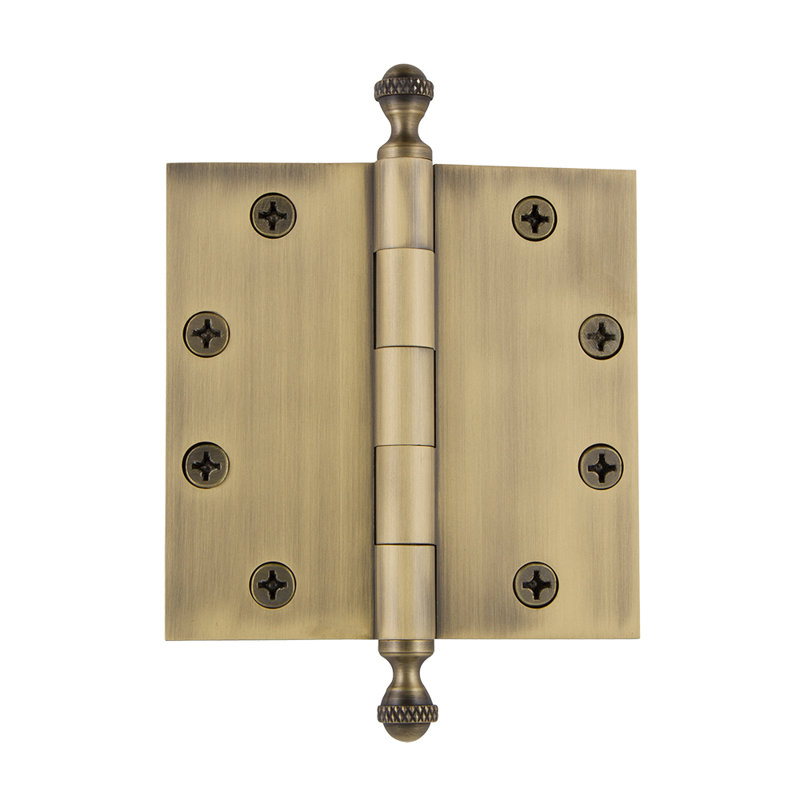4.5'' x 4.5'' Brass Butt Bearing Hinge, Vintage Brass