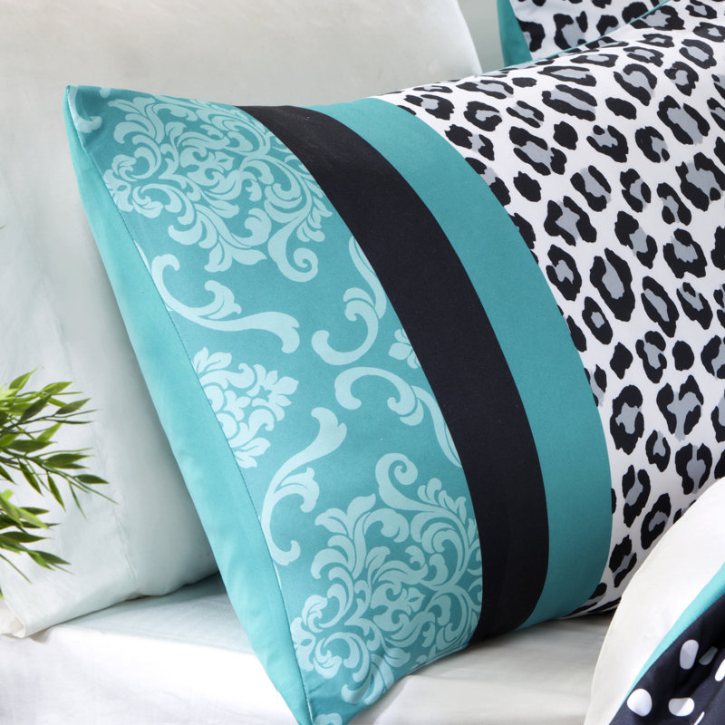 Polka Dots and Leopard Comforter Set, Twin/Twin XL Comforter+1 Sham+Throw Pillow
