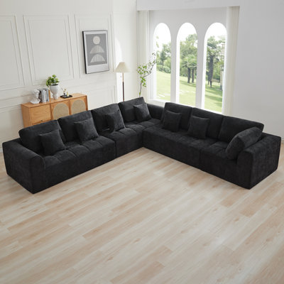 Canapé modulaire surdimensionné en L surdimensionné sans os, canapé modulaire à nuage compressé avec mousse à mémoire de forme, aucun assemblage requis