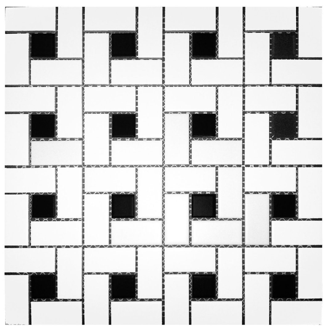 CC Mosaics Mg 12X12 Pinwheel Mos Wh/Blk Dot (Set of 20) Roca Tiles