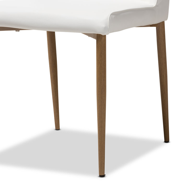 Micayah Parsons Side Chair in White Faux Leather, 37.99'' H X 18.11'' W X 24.8'' D, Off White, Natural