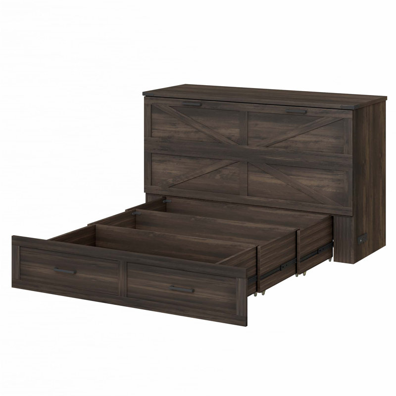 Armoire-lit escamotable pliable avec station de charge, Grey, Grand