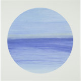 Dark Blue And Gray Circular Landscapes Print by Joyce Creiger