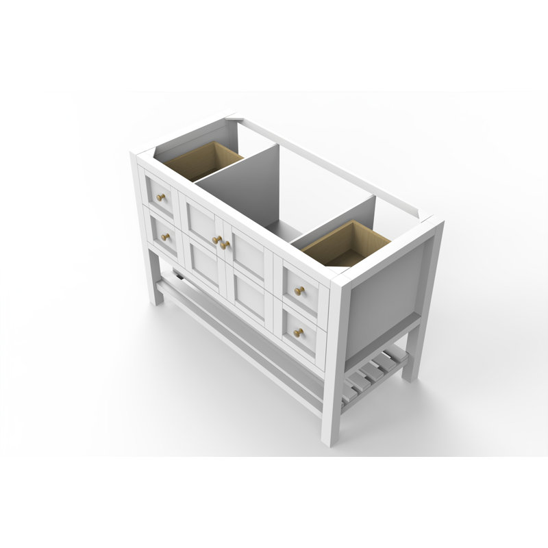 Meuble-lavabo de 48 po Anneus (base seulement), Blanc, Or