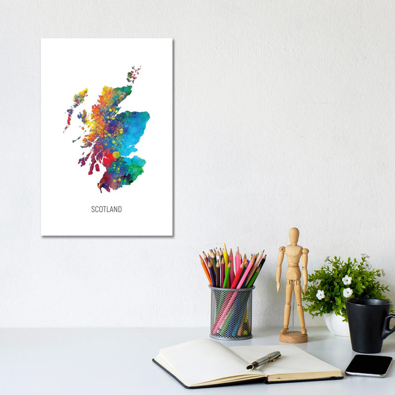 Scotland Map by Michael Tompsett - Wrapped Canvas Print, 20.32 cm H x 30.48 cm W