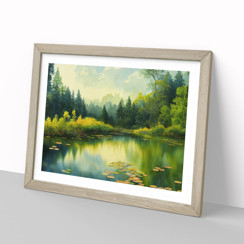 Watercolour Pond Vol.3 - Framed Print, 46cm H x 64cm W, Grey