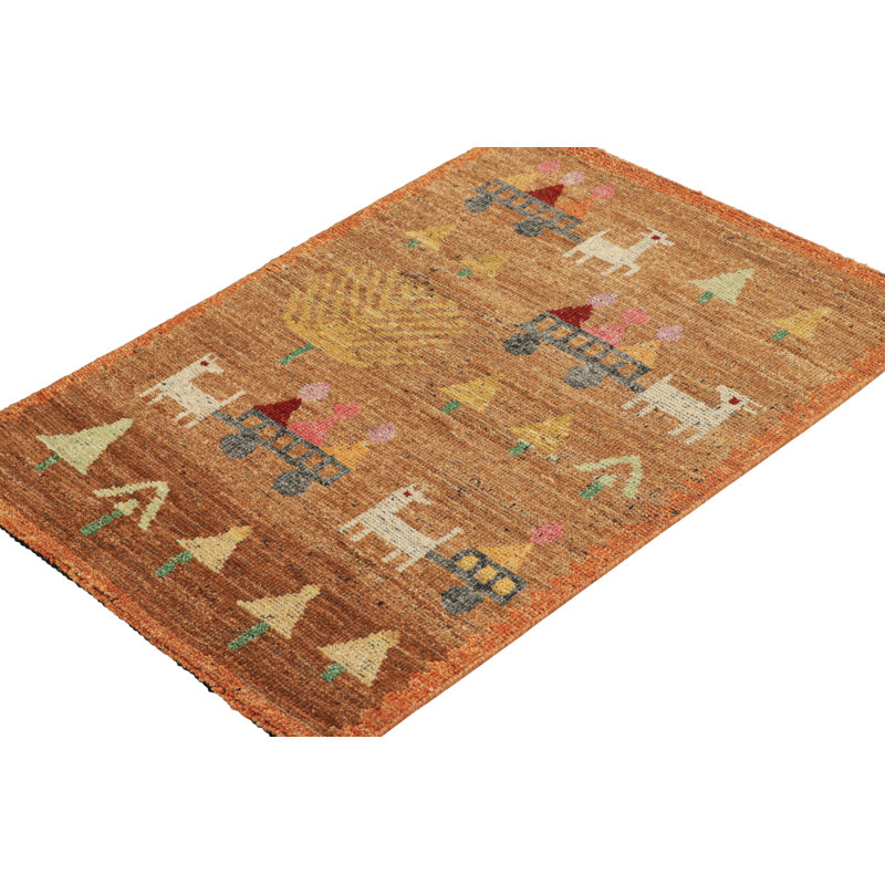 Burano Handmade Kilim Wool Geometric Area Rug, Rectangle 5' x 8'