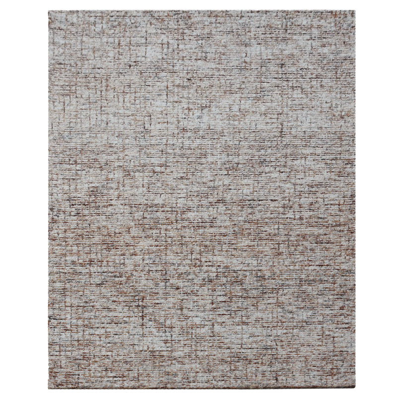 Beige | Tapis brun uni touffeté à la main uni 100% laine, Rectangle de 5 pi x 8 pi