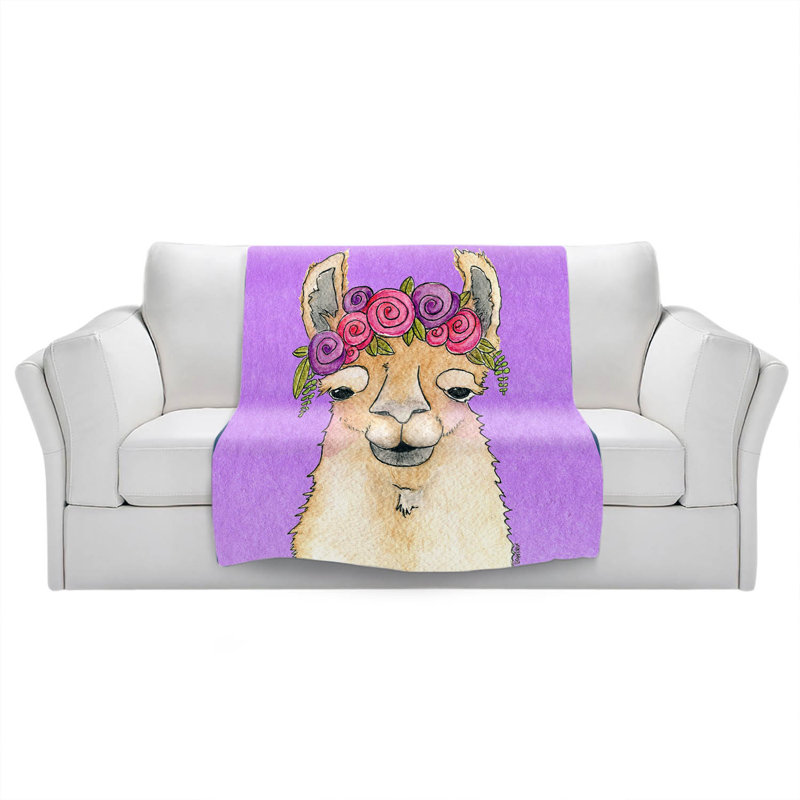 Couverture Garland Llama, 68 po x 80 po, Violet