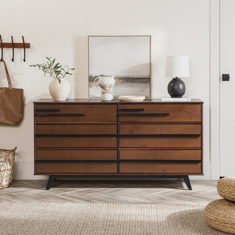 Wade Logan® Amiliya Modern Solid Wood Detailed 6-Drawer Dresser ...