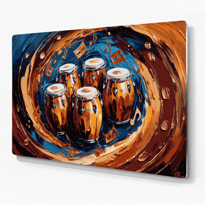Music Bongo Drums Brown Metal Wall Art