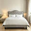 Tête de lit tapissier réglable avec tête de lit classique en lin fin et capitonnage à boutons - Convient aux grands lits simples et grands-381245622-381245618