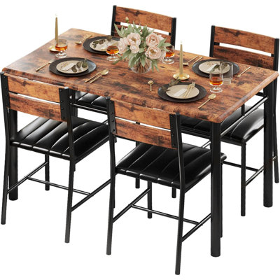 Dining Table Set For 4, Kitchen Table With Chairs For Kitchen Room And Spaces, Rustic