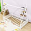 Twin Wood House Bed With Guardrails, House-Shaped Design-1071985150