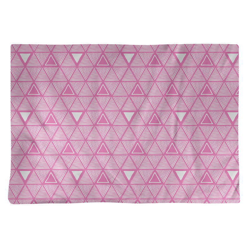 Napperon de 18 po en coton dessiné à la main triangle, Rose/blanc, polyester