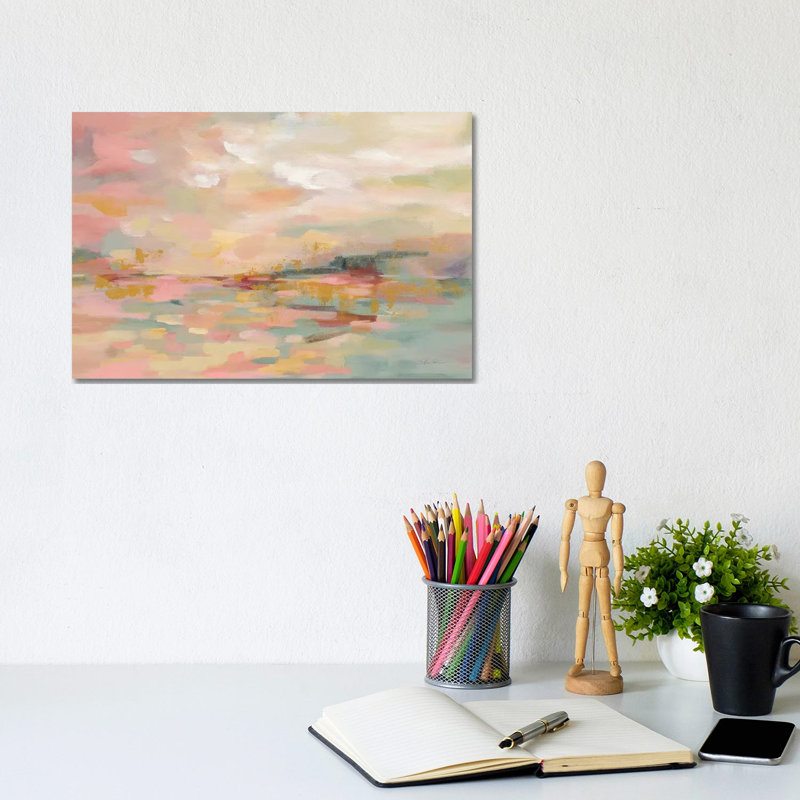 Pink Waves by Silvia Vassileva - Wrapped Canvas Painting, 20.32 cm H x 30.48 cm W