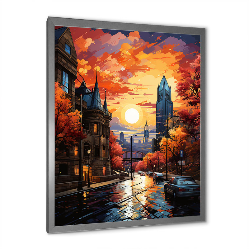 «City Pittsburgh Popart II - Cityscapes», reproduction sur toile, H 20 po x l 12 po x P 1 po, Cadre photo argenté