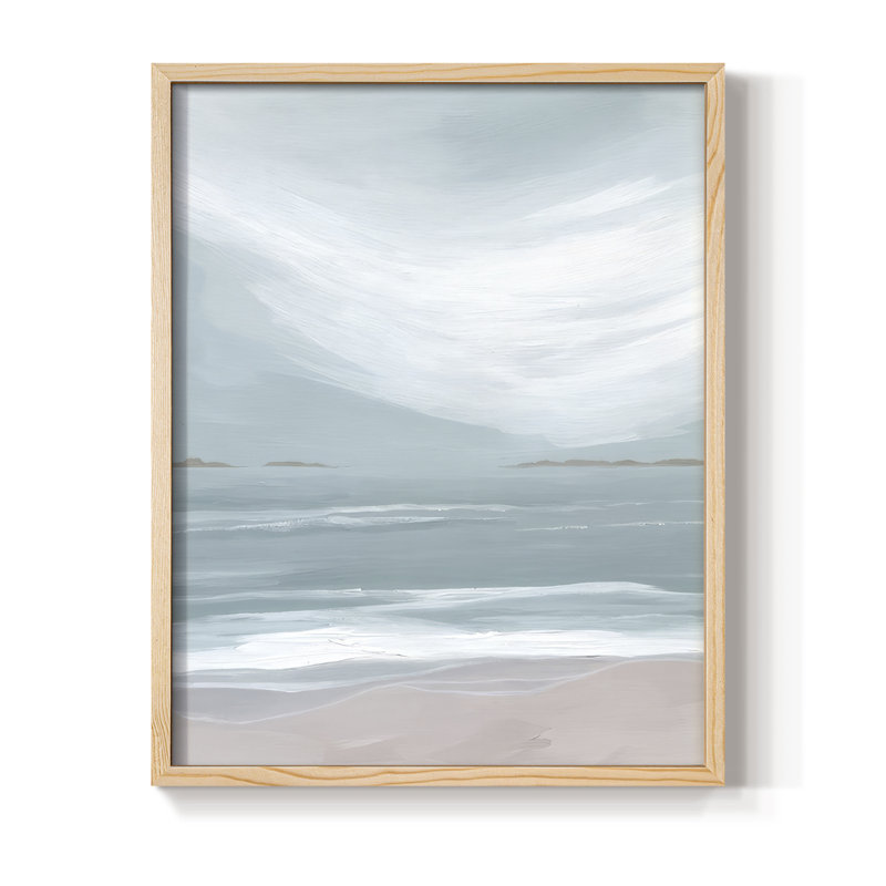 Reproduction encadrée Aqua Soft Shores II - bois massif, H 11 po x l 9 po, Naturel