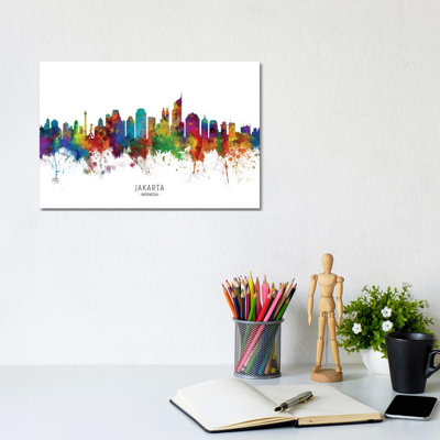 Jakarta Indonesia Skyline by Michael Tompsett - Wrapped Canvas Gallery-Wrapped Canvas Giclée