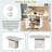 Folding Dining Table With 6 Wheels, Storage Rack,cabinet And Marble Texture